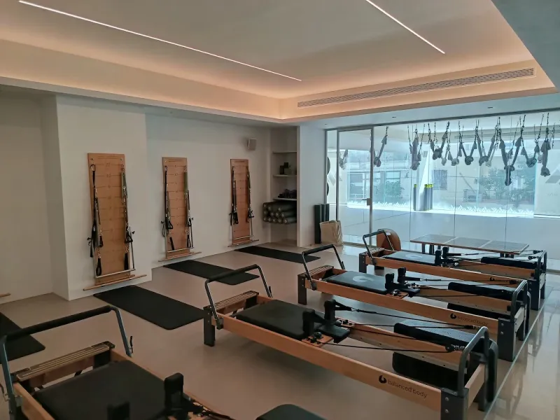 The Reformer and aerial studio at Manta Ray Pilates in Kolonaki, Athens