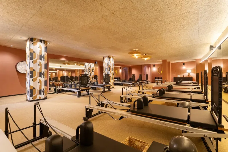 The Reformer studio floor at Prescription Pilates Studio in Porto